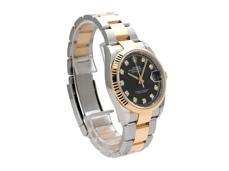 Rolex Datejust 36 Oystersteel Gelbgold 126233 Schwarz Diamant