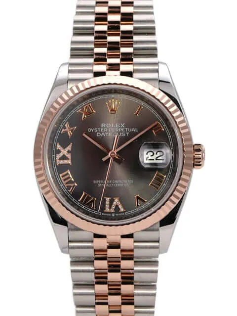 Rolex Datejust 36 Ref. 126231 Rhodium Römisch Diamant Jubile-Band