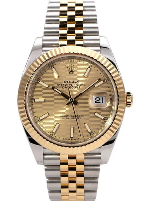 Rolex Datejust 41 Edelstahl Gelbgold 126333 Golden Riffelmuster Jubile-Band