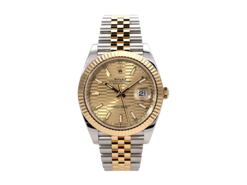 Rolex Datejust 41 Edelstahl Gelbgold 126333 Golden Riffelmuster Jubile-Band