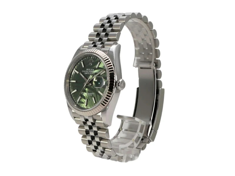 Rolex Datejust 36 Oystersteel Weißgold 126234 Olivgrün Palmenmuster Jubile-Band