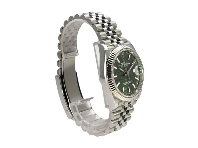 Rolex Datejust 36 Oystersteel Weißgold 126234 Olivgrün Palmenmuster Jubile-Band