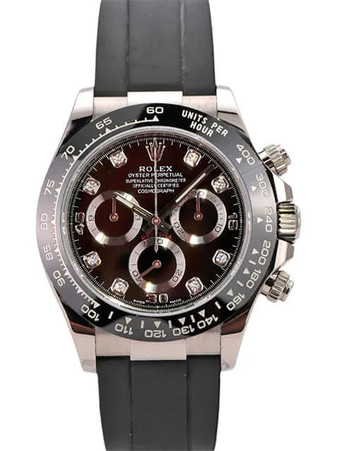 Rolex Daytona 116519LN Weißgold Oysterflex Schwarz Diamant