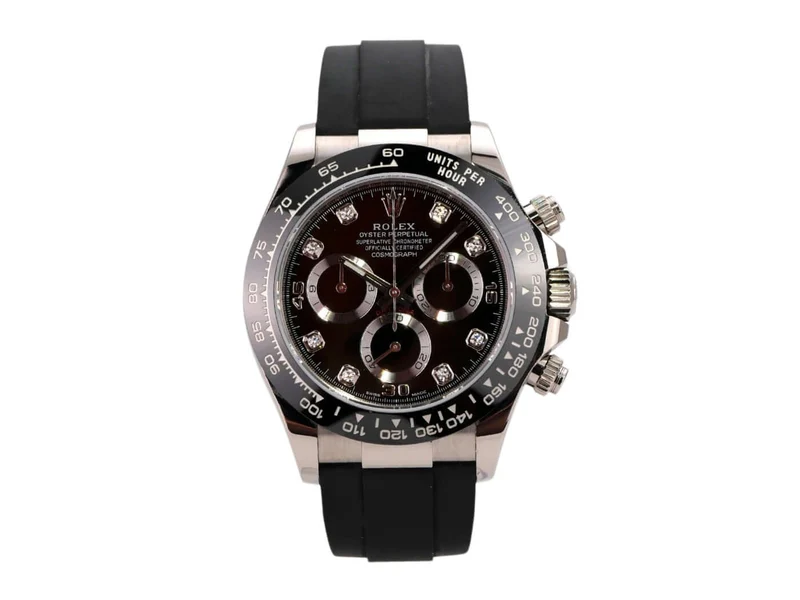 Rolex Daytona 116519LN Weißgold Oysterflex Schwarz Diamant