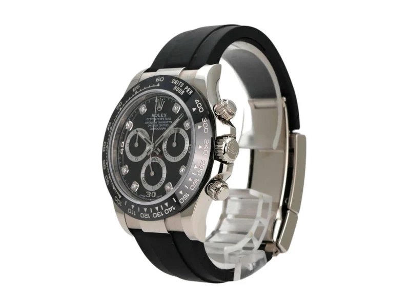 Rolex Daytona 116519LN Weißgold Oysterflex Schwarz Diamant