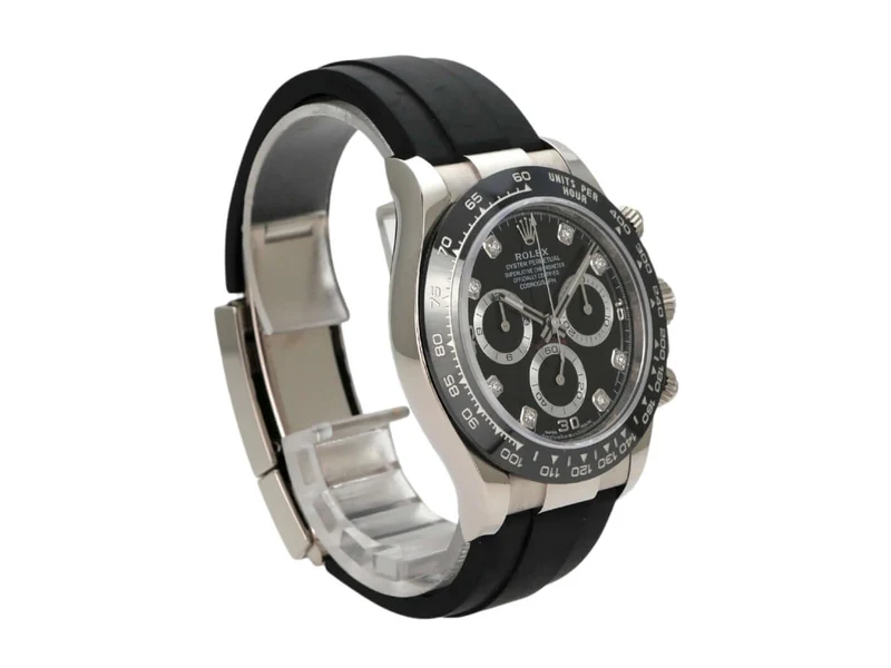 Rolex Daytona 116519LN Weißgold Oysterflex Schwarz Diamant