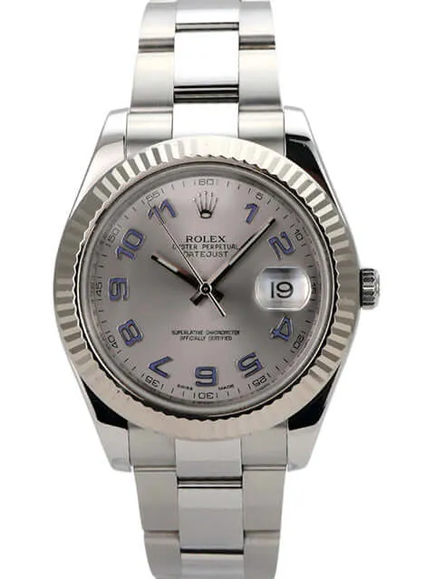 Rolex Datejust II Edelstahl Weißgold 116334 Rhodium Arabisch