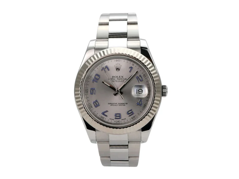 Rolex Datejust II Edelstahl Weißgold 116334 Rhodium Arabisch