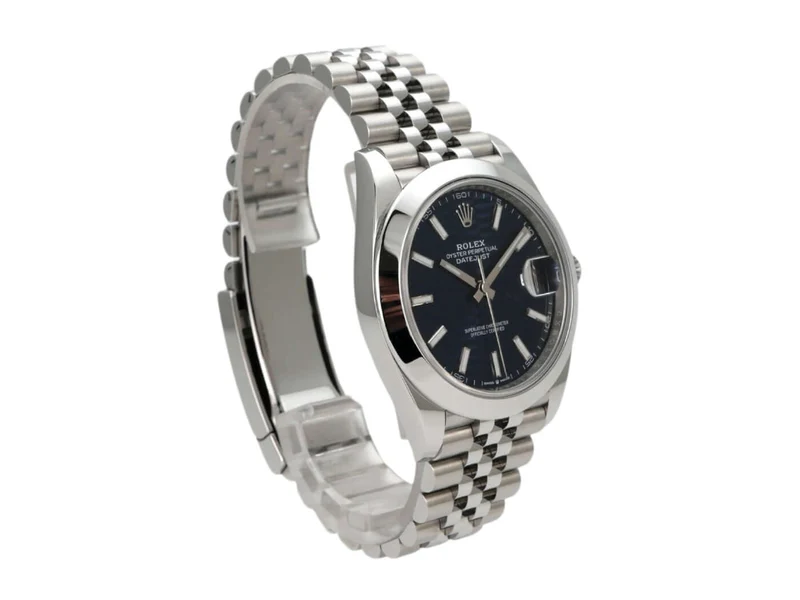 Rolex Datejust 41 Edelstahl 126300 Blau Riffelmuster Jubile-Band