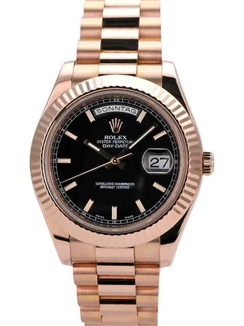 Rolex Day-Date II 218235 Everose-Gold Schwarz Index
