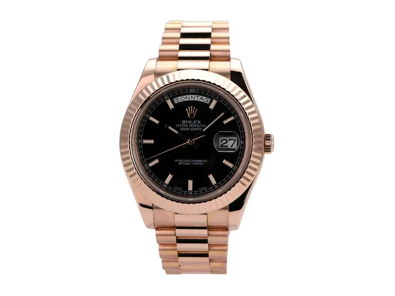 Rolex Day-Date II 218235 Everose-Gold Schwarz Index