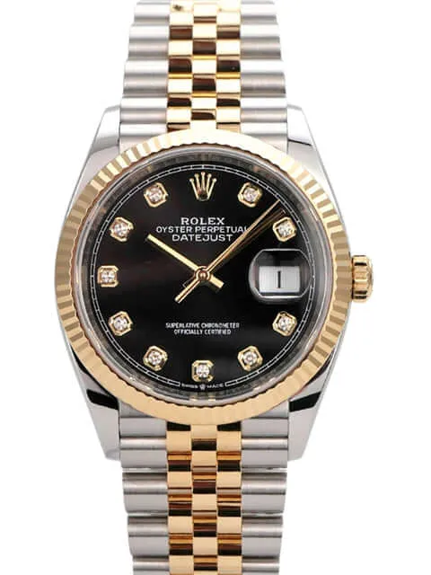 Rolex Datejust 36 126233 Schwarz Diamant Jubile-Band