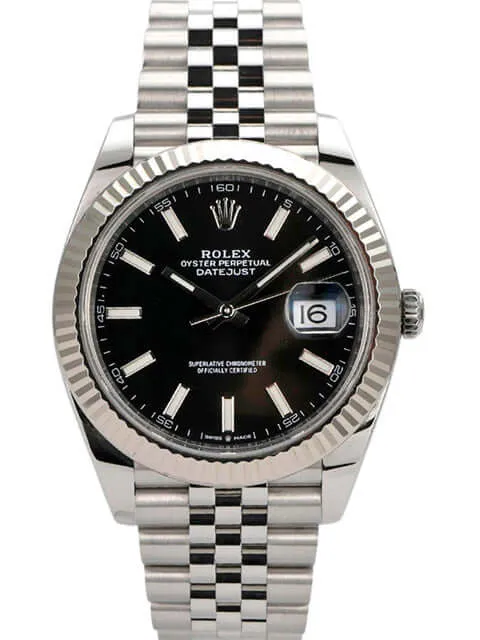 Rolex Datejust 41 Edelstahl Weißgold 126334 Schwarz Jubile-Band