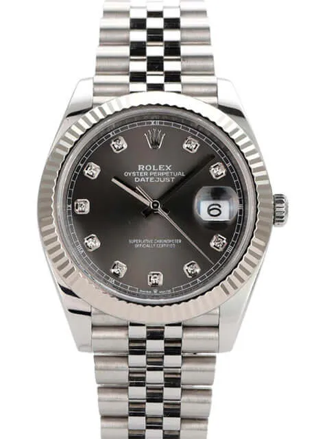 Rolex Datejust 41 Edelstahl Weißgold 126334 Rhodium Diamant Jubile-Band