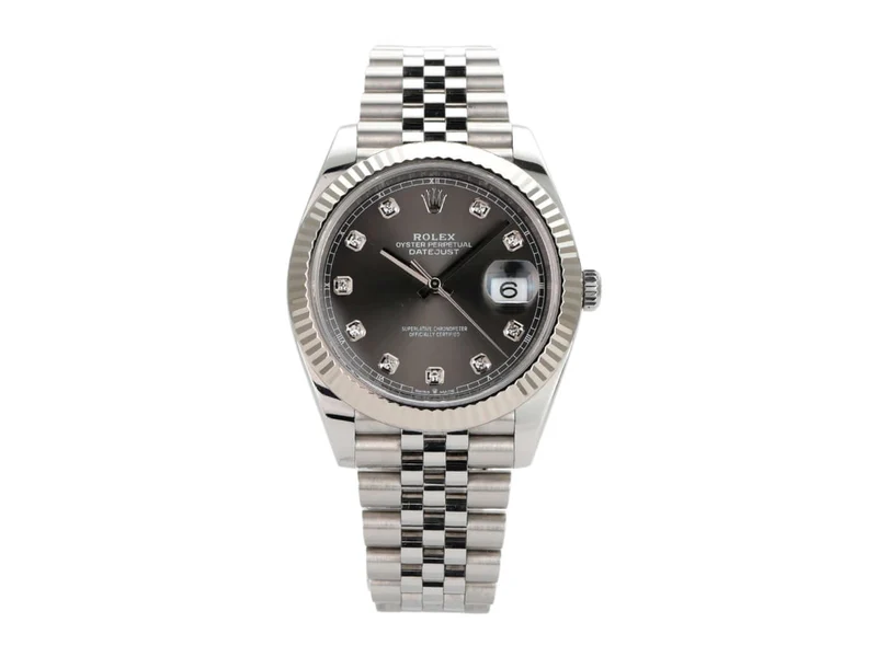 Rolex Datejust 41 Edelstahl Weißgold 126334 Rhodium Diamant Jubile-Band