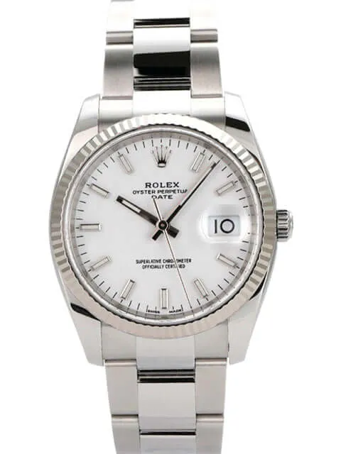 Rolex Oyster Perpetual Date 34 Edelstahl / Weißgold 115234 Weiß
