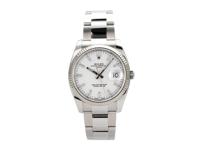 Rolex Oyster Perpetual Date 34 Edelstahl / Weißgold 115234 Weiß