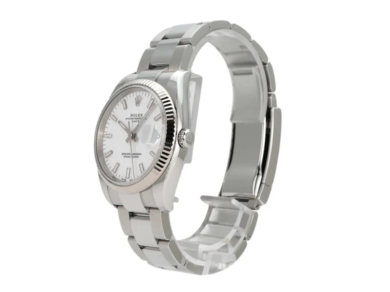 Rolex Oyster Perpetual Date 34 Edelstahl / Weißgold 115234 Weiß
