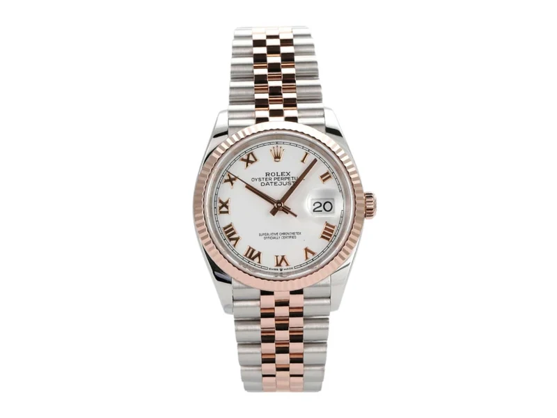 Rolex Datejust 36 Oystersteel Everose-Gold 126231 Weiß Römisch Jubile-Band
