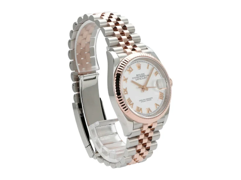 Rolex Datejust 36 Oystersteel Everose-Gold 126231 Weiß Römisch Jubile-Band