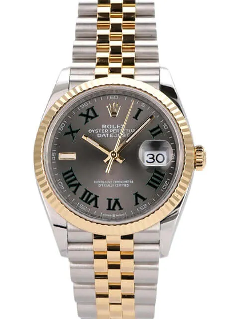 Rolex Datejust 36 Oystersteel Gelbgold 126233 Schiefergrau Römisch Jubile-Band