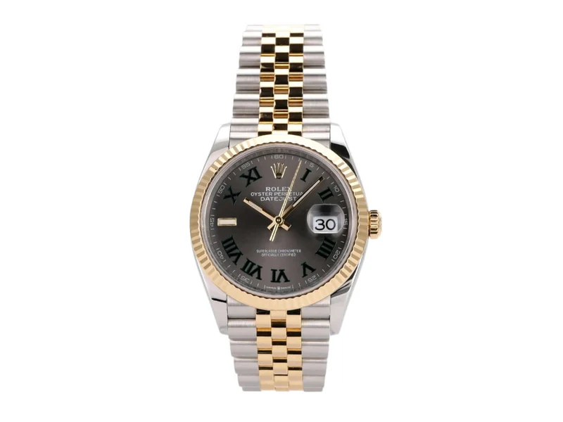 Rolex Datejust 36 Oystersteel Gelbgold 126233 Schiefergrau Römisch Jubile-Band