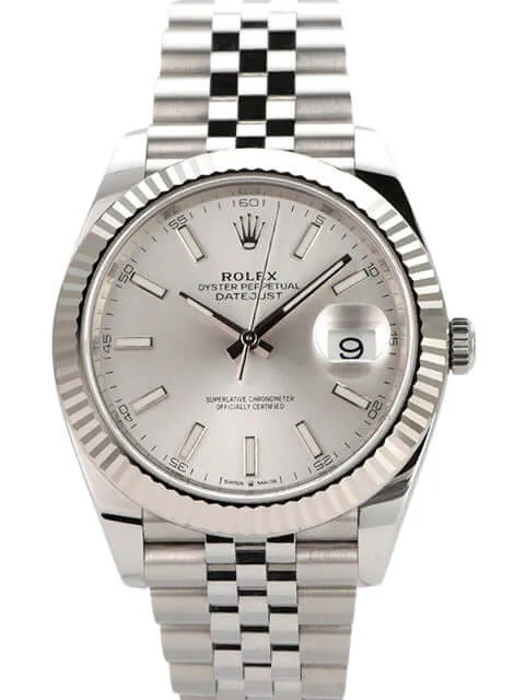 Rolex Datejust 41 Edelstahl Weißgold 126334 Silber Jubile-Band
