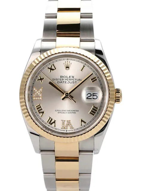 Rolex Datejust 36 Oystersteel Gelbgold 126233 Silber Römisch Diamant