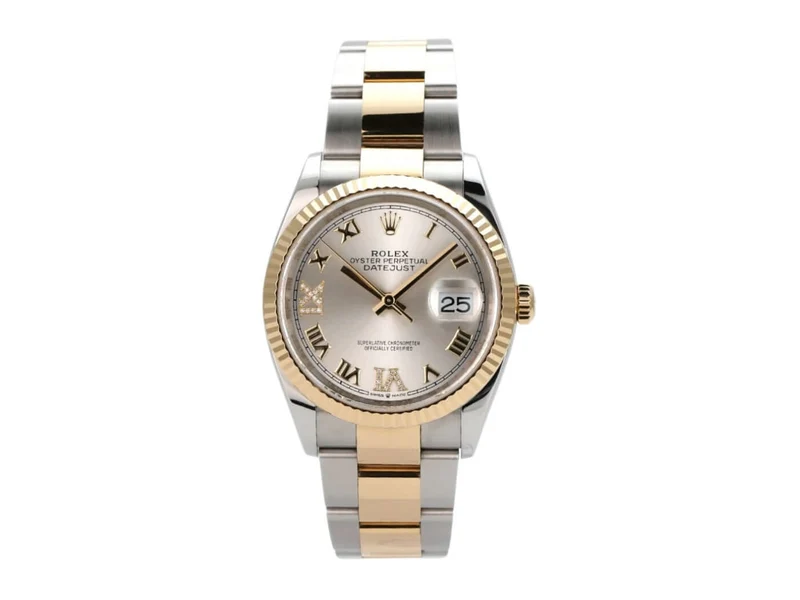 Rolex Datejust 36 Oystersteel Gelbgold 126233 Silber Römisch Diamant