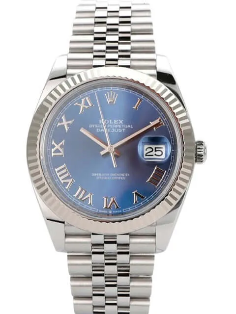 Rolex Datejust 41 Oystersteel Weißgold 126334 Blau Römisch Jubile-Band