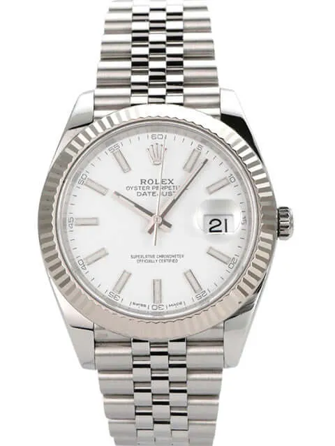 Rolex Datejust 41 Edelstahl Weißgold 126334 Weiß Jubile-Band