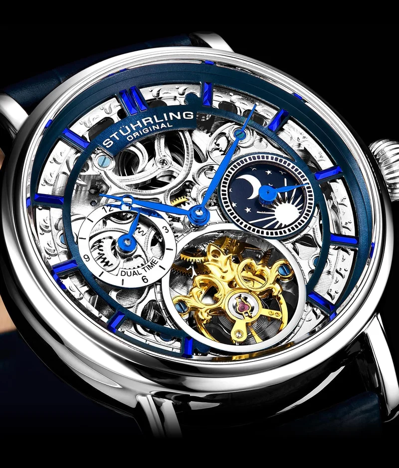 Stührling Macrocosm 4000 Automatic 43mm Skeleton with Dual Time