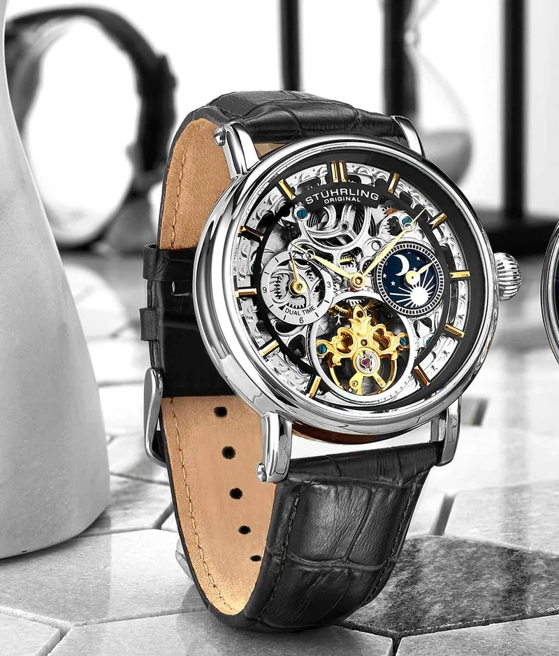 Stührling Macrocosm 4000 Automatic 43mm Skeleton with Dual Time