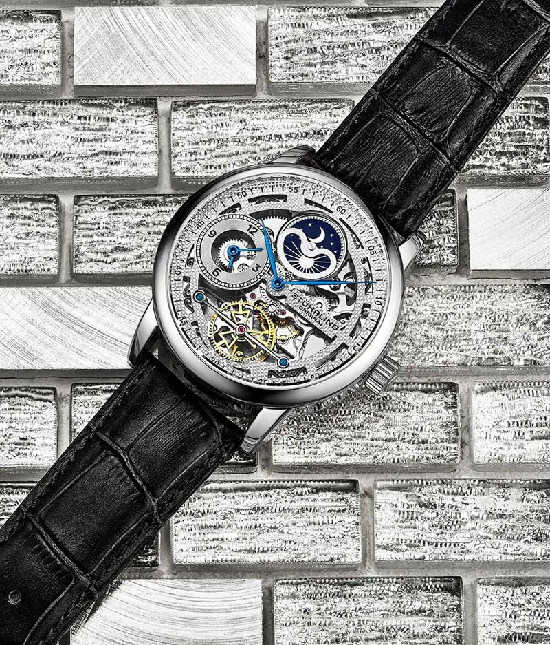 Stührling 3917 Automatic 43mm Skeleton Dual time Watch