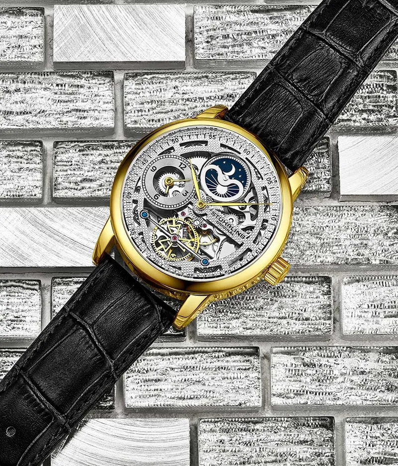 Stührling 3917 Automatic 43mm Skeleton Dual time Watch