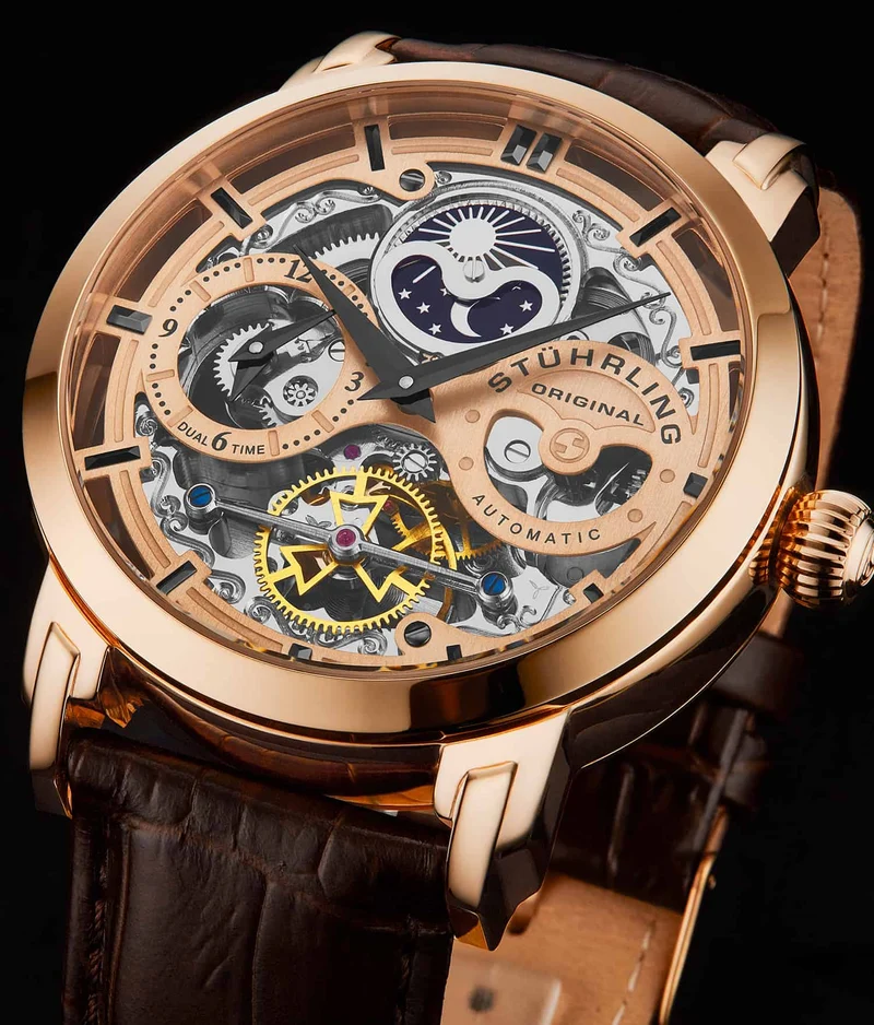 Stührling Anatol Dual Time 371 Automatic 46mm Skeleton