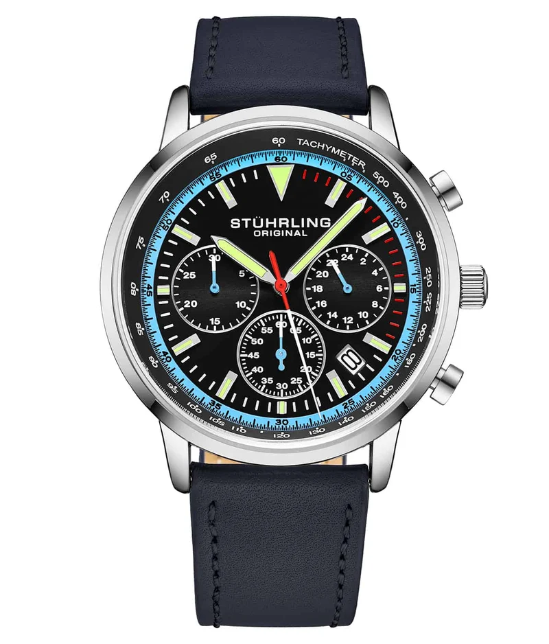 Stührling Monaco Chronograph with Tachymeter Quartz 3986L 44mm Watch
