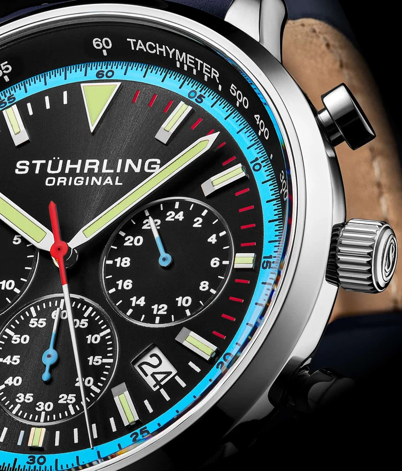Stührling Monaco Chronograph with Tachymeter Quartz 3986L 44mm Watch