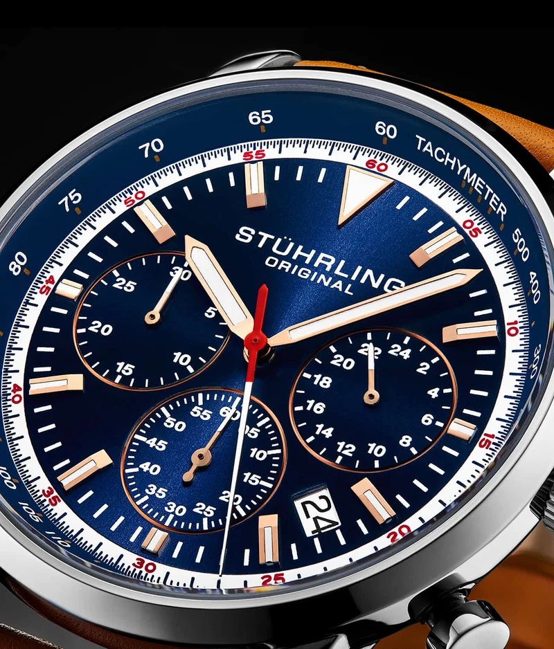 Stührling Monaco Chronograph with Tachymeter Quartz 3986L 44mm Watch