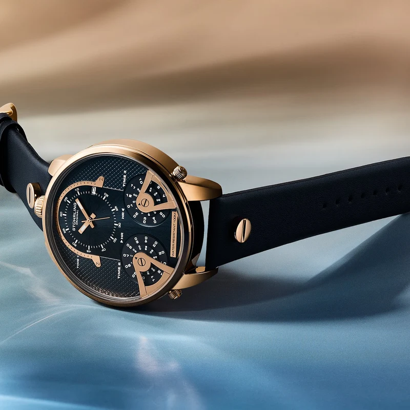 Stührling TerraTime Triple-Time 4051 Quartz 50mm