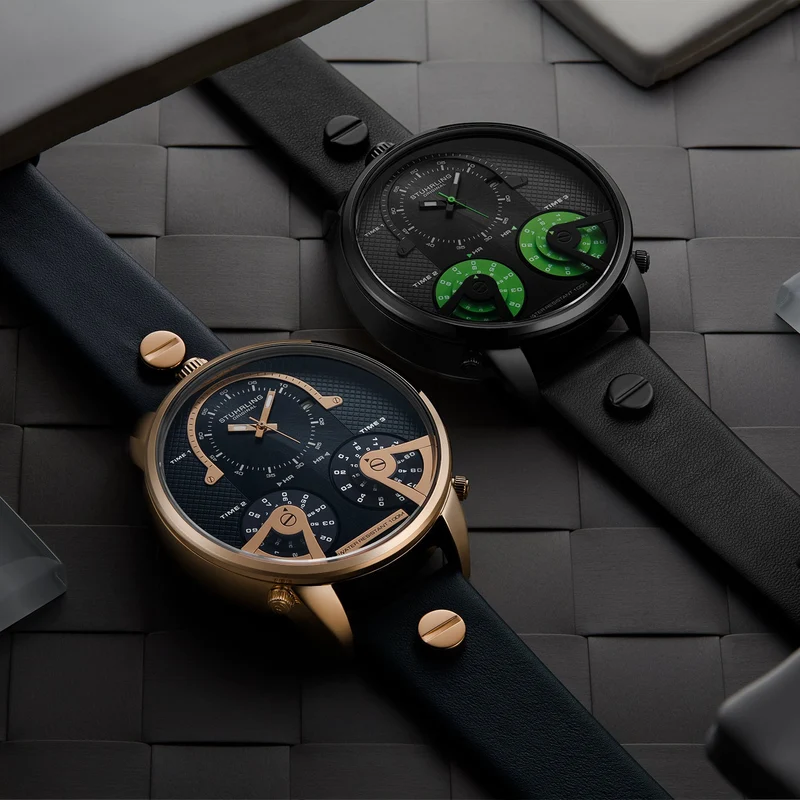 Stührling TerraTime Triple-Time 4051 Quartz 50mm