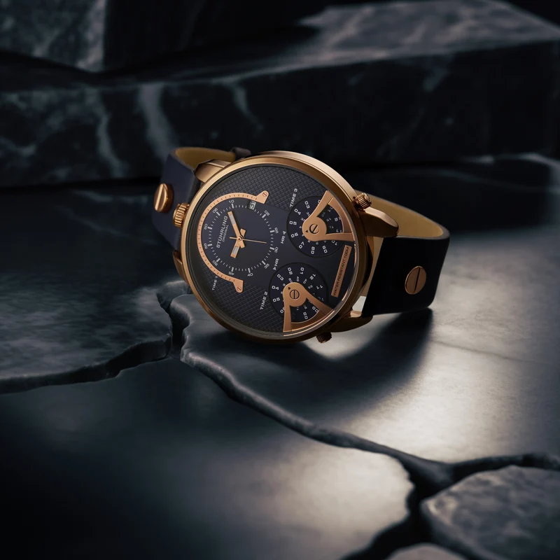 Stührling TerraTime Triple-Time 4051 Quartz 50mm
