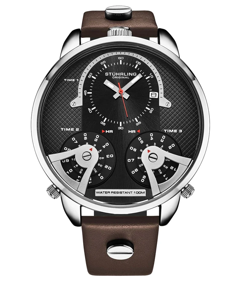 Stührling TerraTime Triple-Time 4051 Quartz 50mm