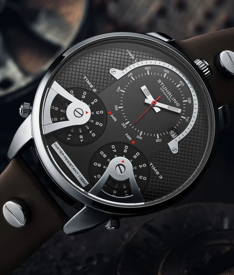 Stührling TerraTime Triple-Time 4051 Quartz 50mm