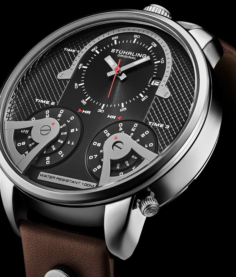 Stührling TerraTime Triple-Time 4051 Quartz 50mm
