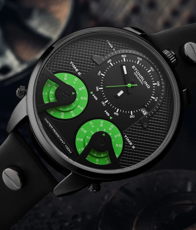 Stührling TerraTime Triple-Time 4051 Quartz 50mm