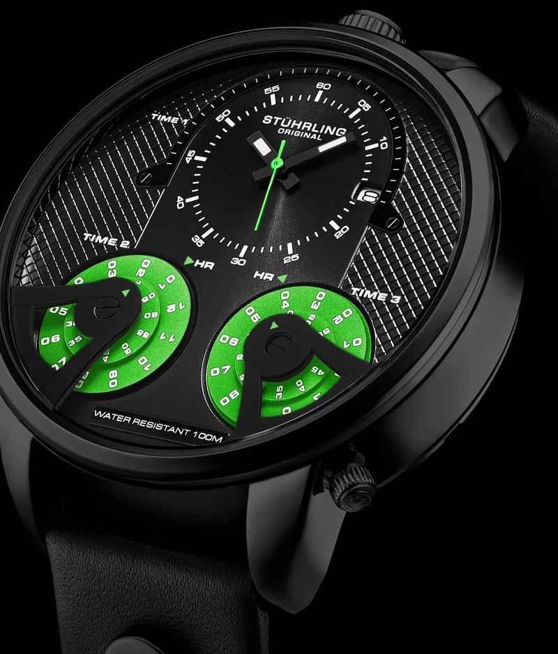 Stührling TerraTime Triple-Time 4051 Quartz 50mm