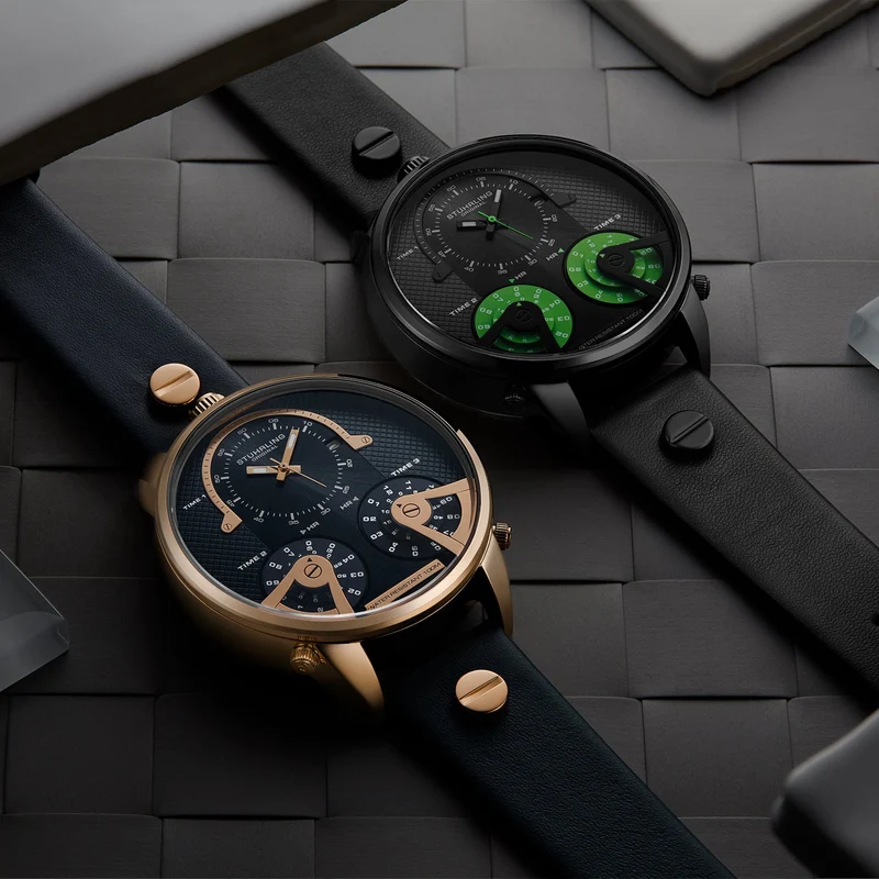 Stührling TerraTime Triple-Time 4051 Quartz 50mm