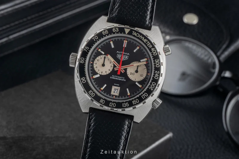 Heuer Autavia chronograph steel automatic men's watch 11063 Vintage [2603942]