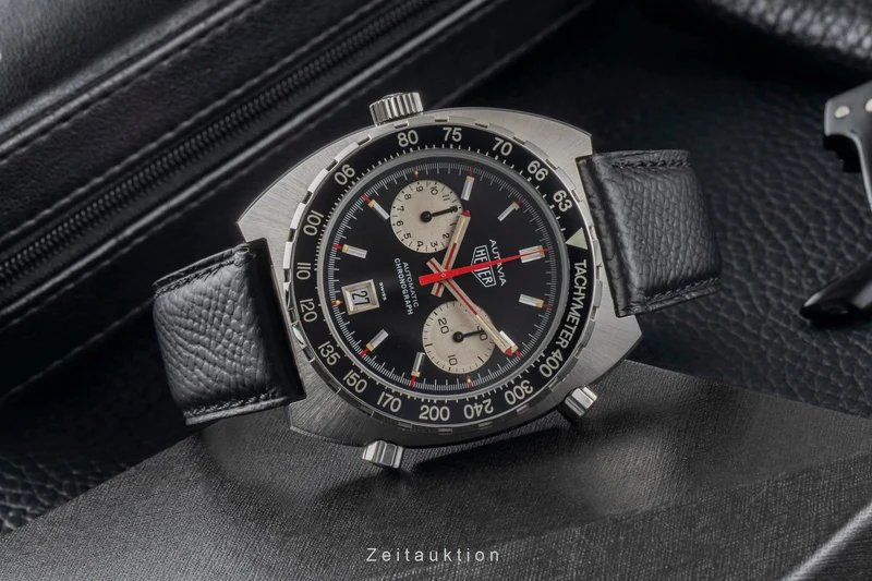 Heuer Autavia chronograph steel automatic men's watch 11063 Vintage [2603942]